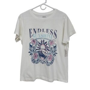 ROXY NWT❗️Endless Sunshine Graphic Tee - White/Pink/Blue Women’s Medium